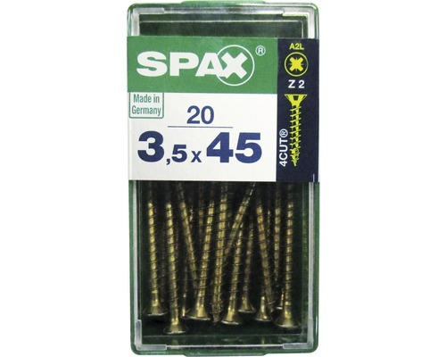 Spax Universalschraube Kreuzschlitz PZ 2, Senkkopf, Holz-Vollgewinde, 3,5x45 mm, 20 Stück