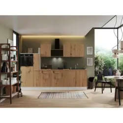 Küchenblock 310 cm in Weiß, Eiche Artisan