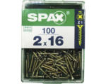 Hornbach Spax Universalschraube Kreuzschlitz PZ 1, Senkkopf, Holz-Vollgewinde, 2x16 mm, 100 Stück