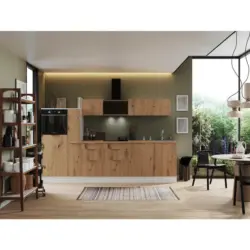 Küchenblock 310 cm in Weiß, Eiche Artisan