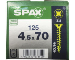 Spax Universalschraube Kreuzschlitz PZ 2, Senkkopf, Holz-Vollgewinde, 4,5x70 mm, 125 Stück