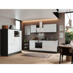 Küchenblock 370 cm in Grau, Weiß