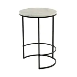 Beistelltisch in Metall, Stein 44,5/44,5/64 cm