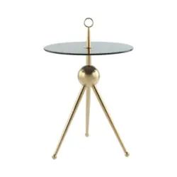 Beistelltisch in Metall, Glas 46/46/52 cm