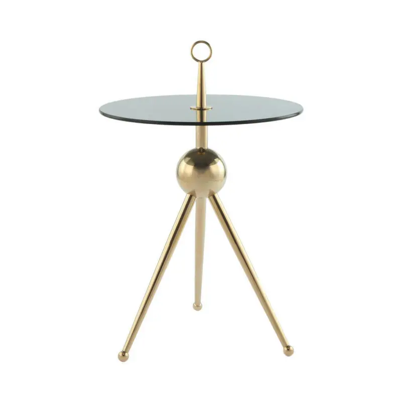 Beistelltisch in Metall, Glas 46/46/52 cm