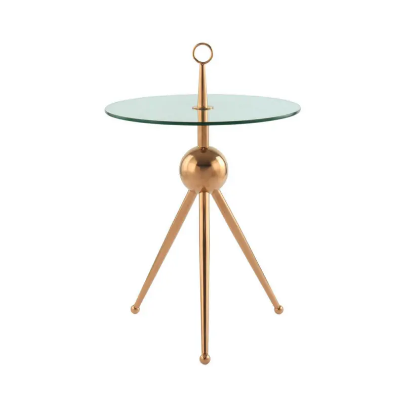 Beistelltisch in Metall, Glas 46/46/52 cm