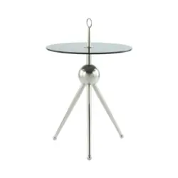 Beistelltisch in Metall, Glas 46/46/52 cm