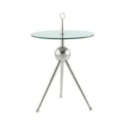 Beistelltisch in Metall, Glas 46/46/52 cm