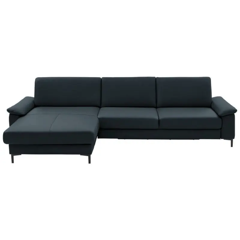 Ecksofa in Echtleder Dunkelblau