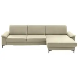 Ecksofa in Echtleder Creme, Naturfarben