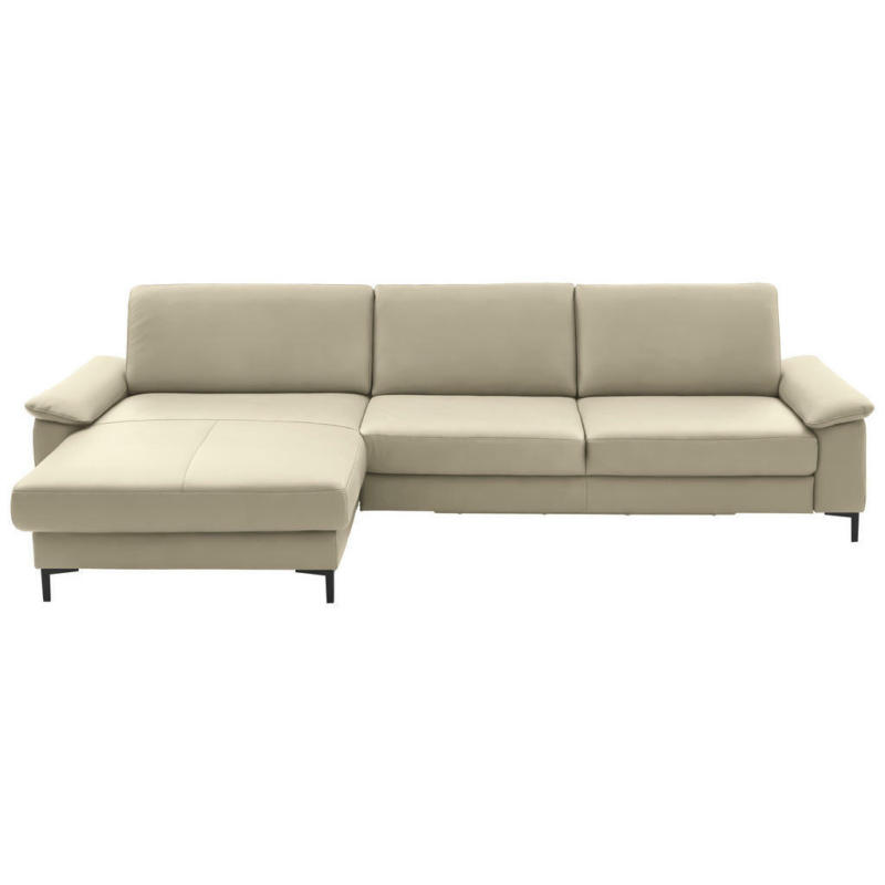 Ecksofa in Echtleder Creme, Naturfarben