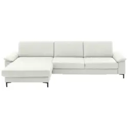 Ecksofa in Echtleder Weiß