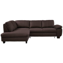 Ecksofa in Mikrofaser Dunkelbraun