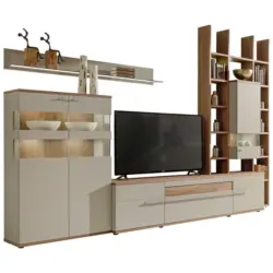 Wohnwand 350,2/253,6/49,2 cm in Nussbaumfarben, Fango