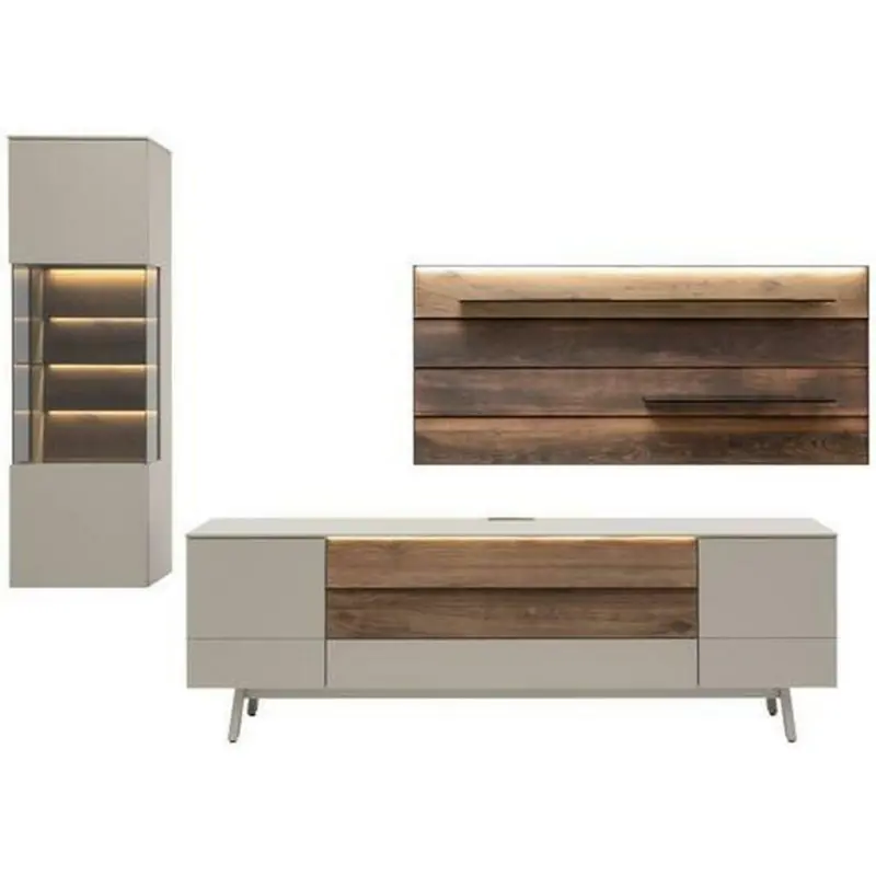 Wohnwand 325/214,5/49,2 cm in Eichefarben, Fango