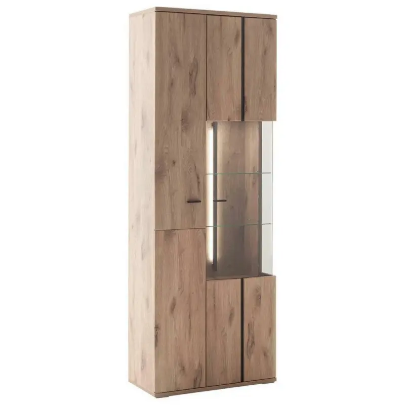 Vitrine in Anthrazit, Eichefarben