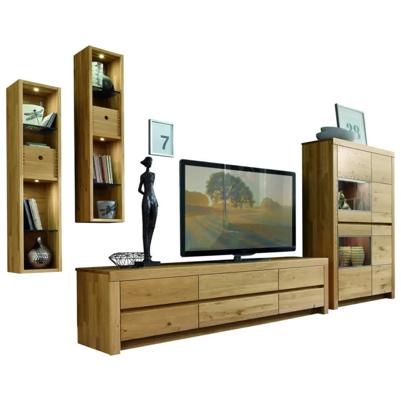 Wohnwand 377,3/200,8/51,7 cm in Wildeiche