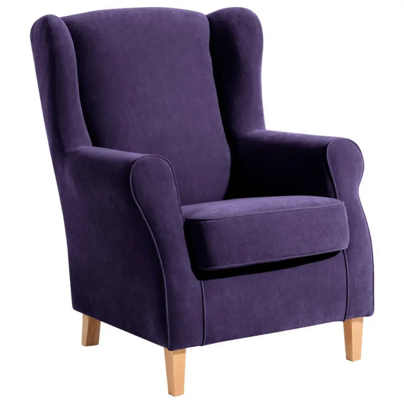 Ohrensessel in Velours Violett