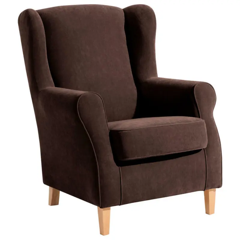 Ohrensessel in Velours Braun