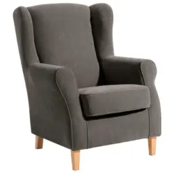 Ohrensessel in Velours Grau