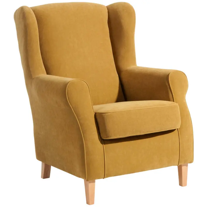 Ohrensessel in Velours Gelb