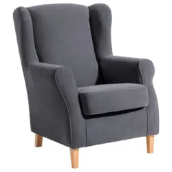 Ohrensessel in Velours Anthrazit