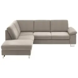 Ecksofa in Webstoff Hellbraun
