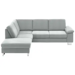 Ecksofa in Webstoff Hellgrau
