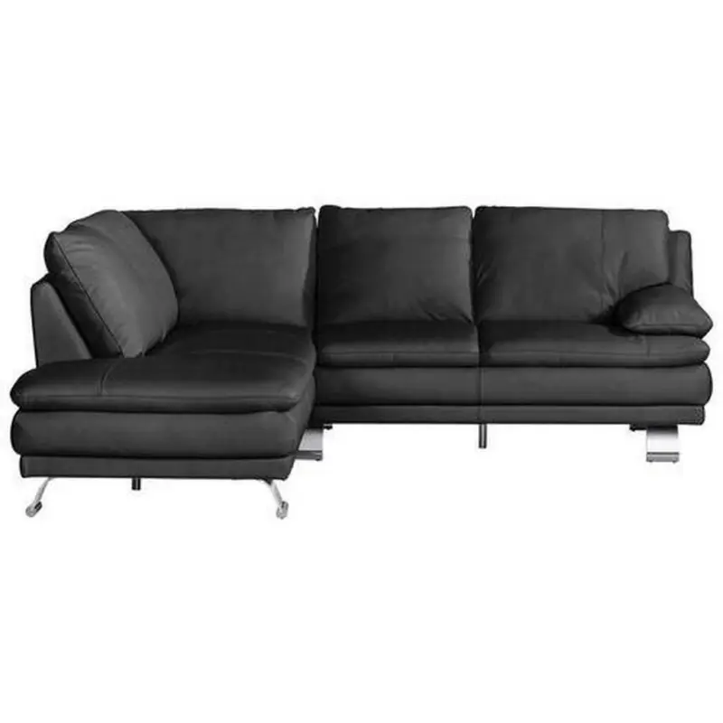 Ecksofa in Echtleder Schwarz