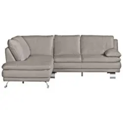 Ecksofa in Echtleder Grau