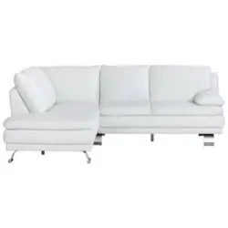 Ecksofa in Echtleder Wei&szlig;