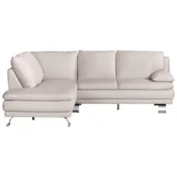 Ecksofa in Echtleder Greige