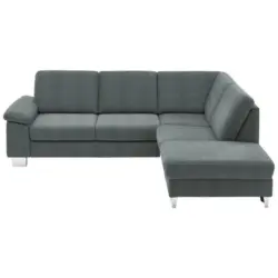 Ecksofa in Webstoff Blaugrau
