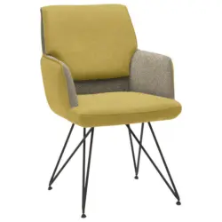 Armlehnstuhl in Flachgewebe Echtleder naturbelassen