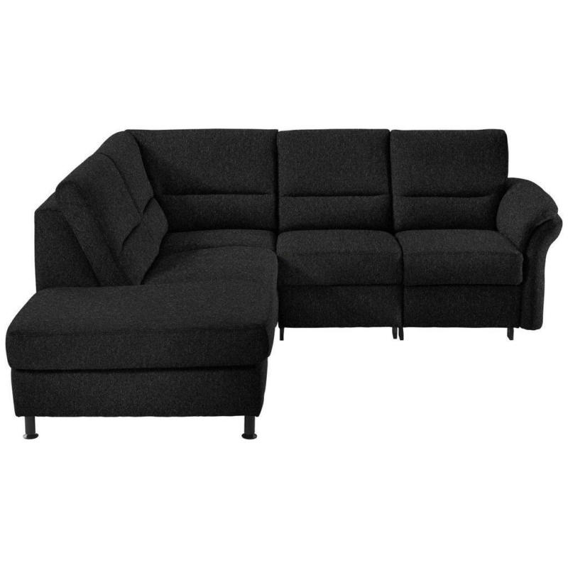Ecksofa in Flachgewebe Schwarz