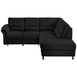 Ecksofa in Flachgewebe Schwarz