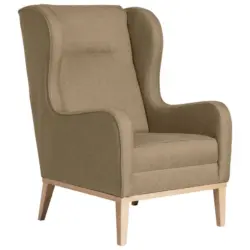 Ohrensessel in Flachgewebe Sandfarben