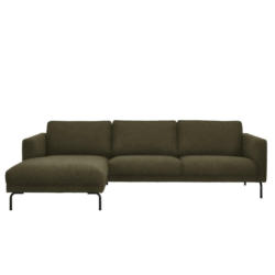 Ecksofa in Lederlook Olivgrün