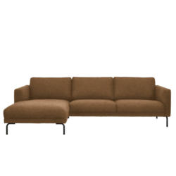 Ecksofa in Lederlook Hellbraun