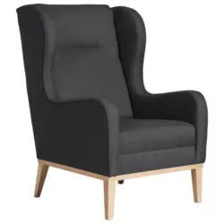 Ohrensessel in Flachgewebe Graphitfarben