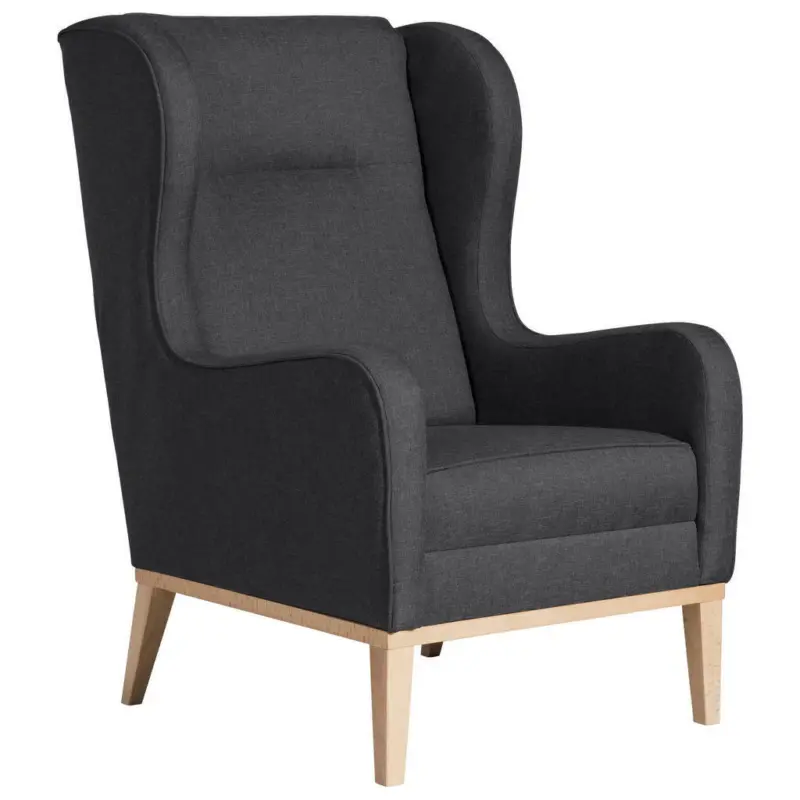 Ohrensessel in Flachgewebe Graphitfarben