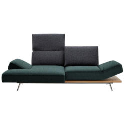 Ecksofa in Flachgewebe Blau, Schwarz