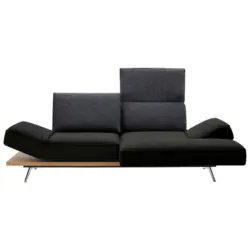 Ecksofa in Flachgewebe Schwarz, Dunkelblau