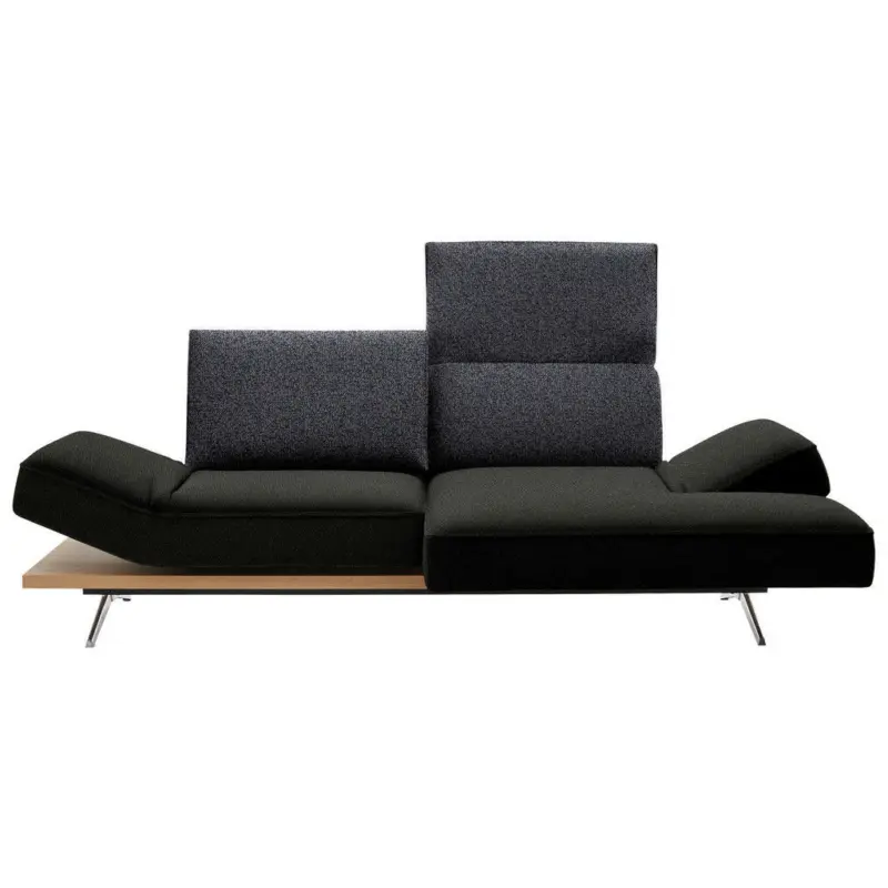 Ecksofa in Flachgewebe Schwarz, Dunkelblau