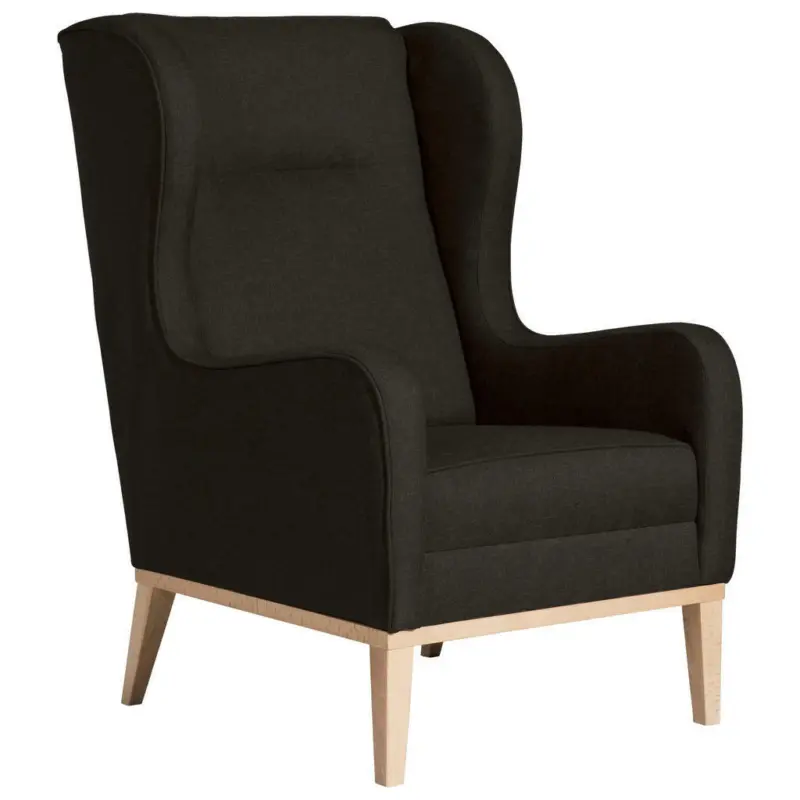 Ohrensessel in Flachgewebe Dunkelbraun