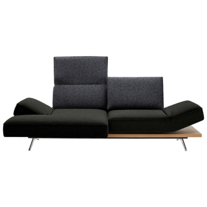 Ecksofa in Flachgewebe Schwarz, Dunkelblau