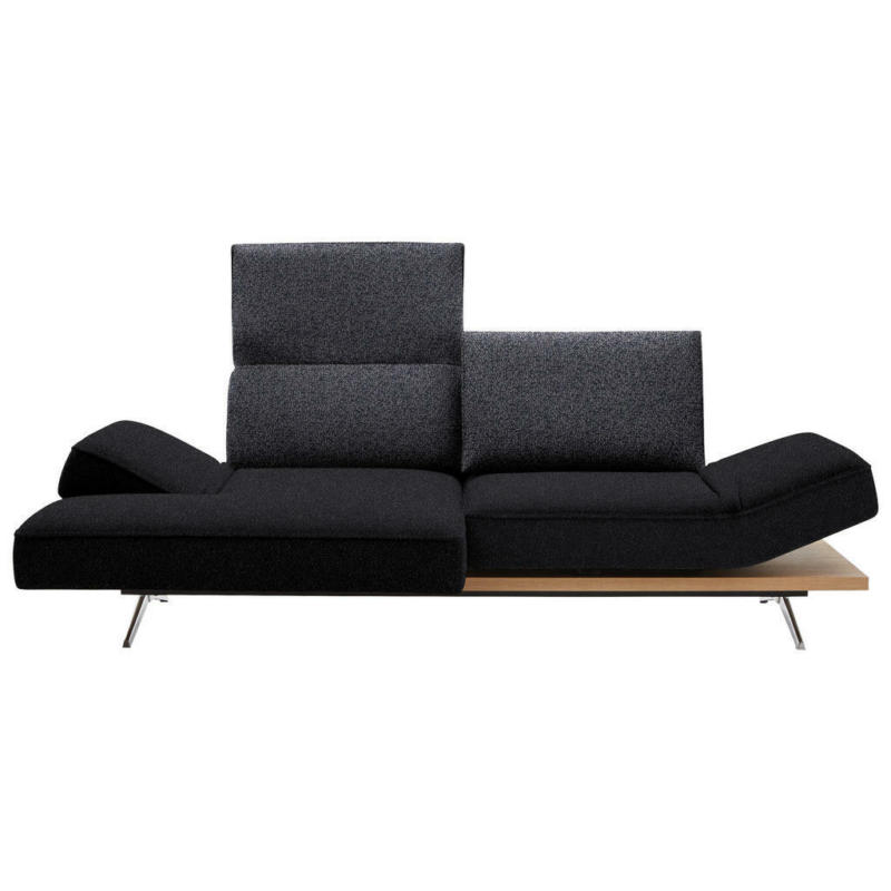 Ecksofa in Flachgewebe Schwarz