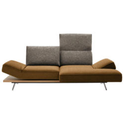 Ecksofa in Flachgewebe Braun, Goldfarben