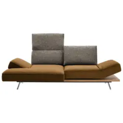 Ecksofa in Flachgewebe Braun, Goldfarben