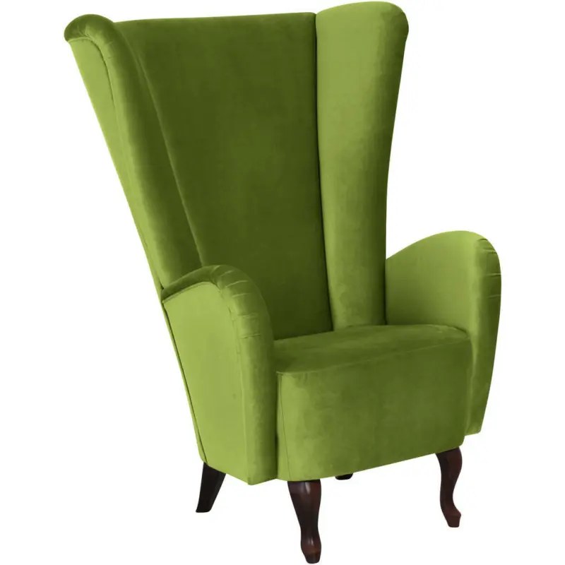 Designsessel in Samt, Velours Olivgr&uuml;n